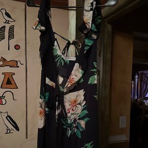 Beautiful navy blue floral wrap dress